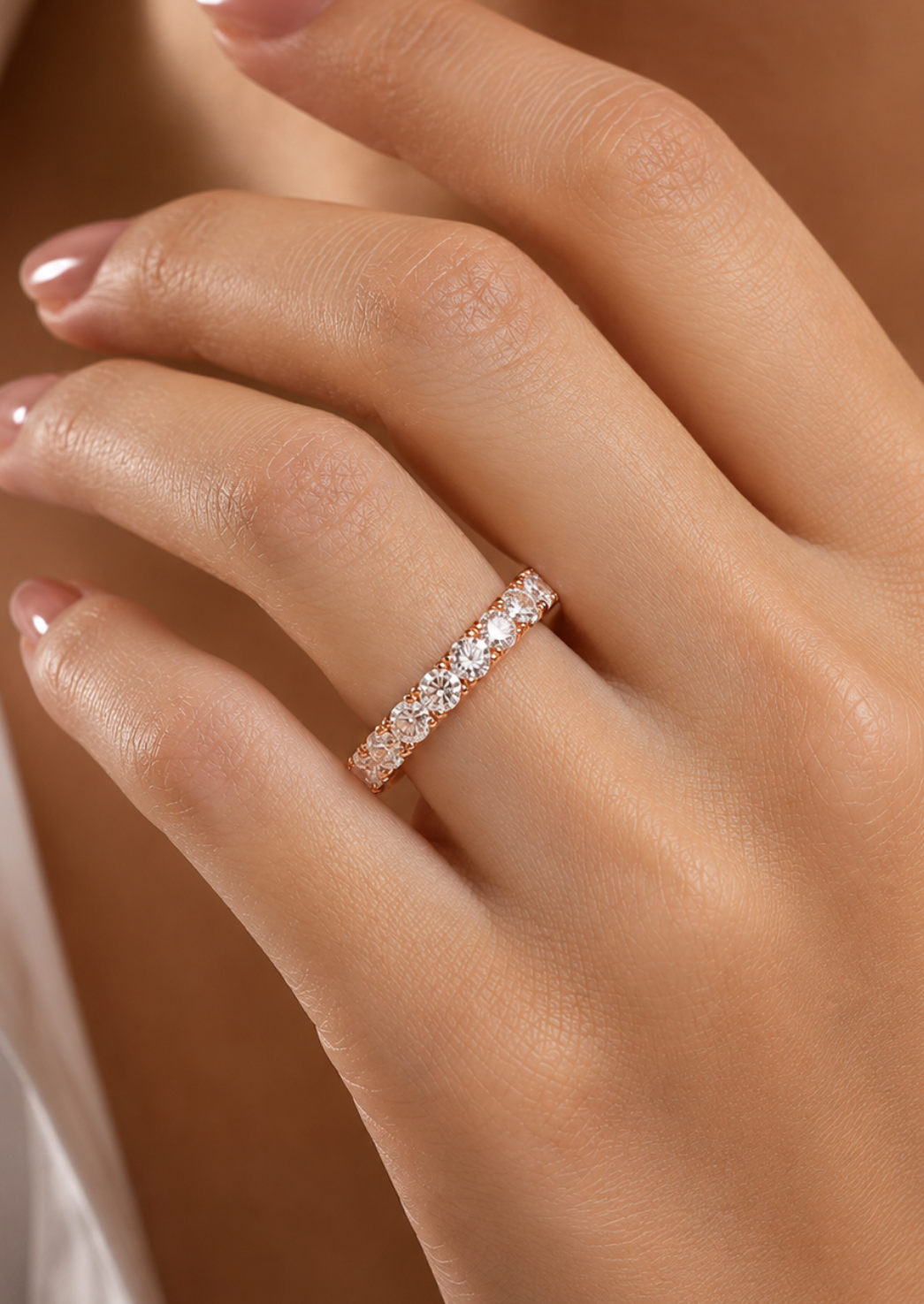 1.12 Carat Round Shaped Lab Grown Diamond & Natural 10k Solid Gold  Eternity Band Ring For Women's - HIGHCARAT DIAMONDS