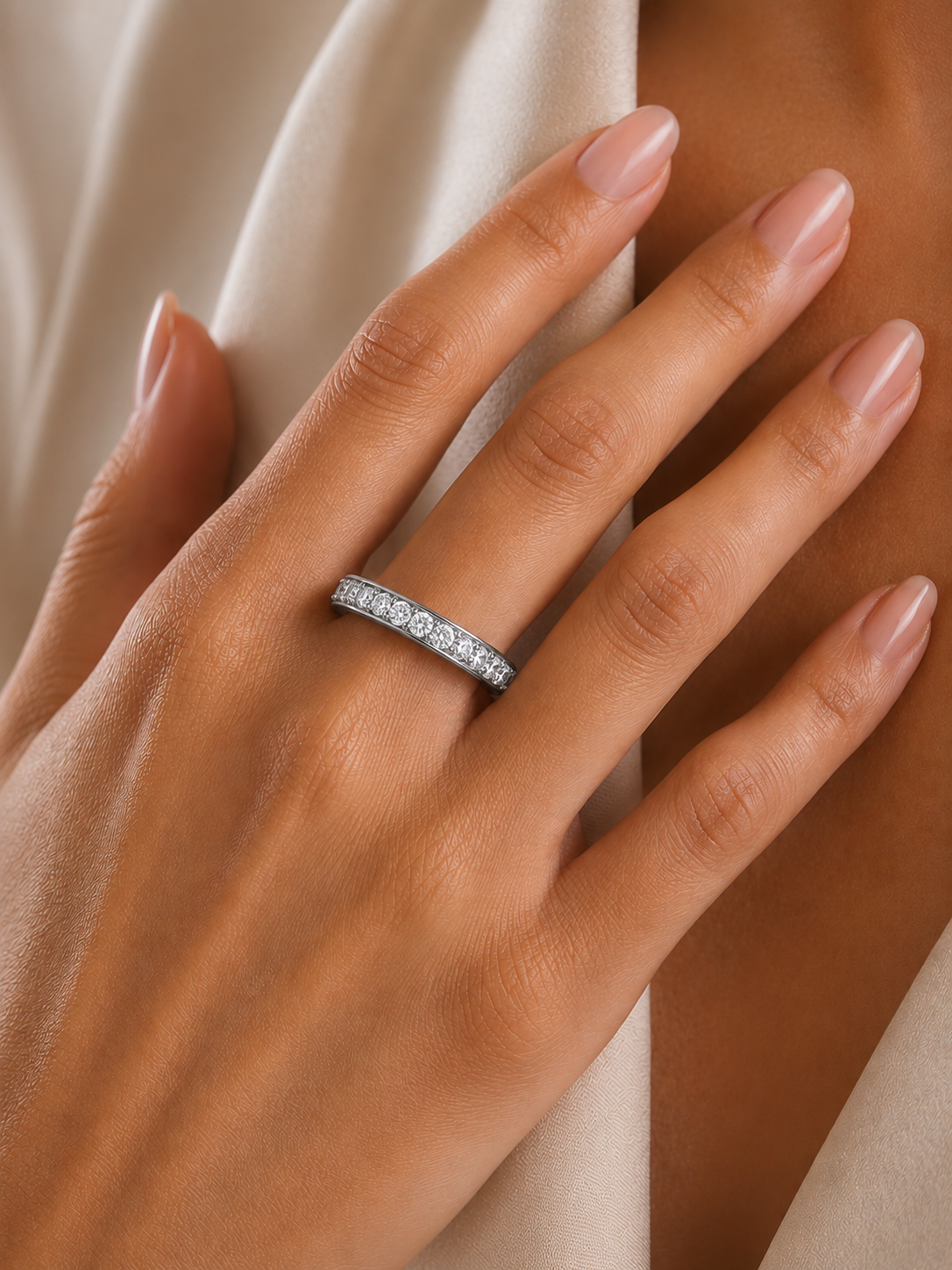 1.12 CT Minimalist Stackable Band Ring Elegant Everyday Jewelry With Round Labgrown Diamond - HIGHCARAT DIAMONDS