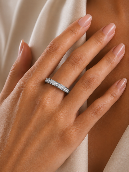 1.12 CT Minimalist Stackable Band Ring Elegant Everyday Jewelry With Round Labgrown Diamond - HIGHCARAT DIAMONDS