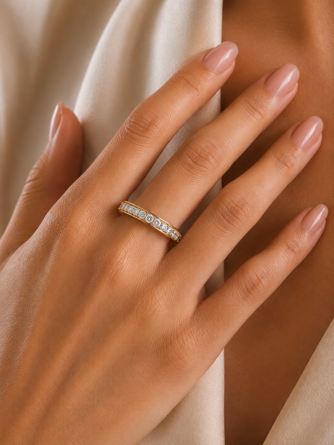 1.12 CT Minimalist Stackable Band Ring Elegant Everyday Jewelry With Round Labgrown Diamond - HIGHCARAT DIAMONDS