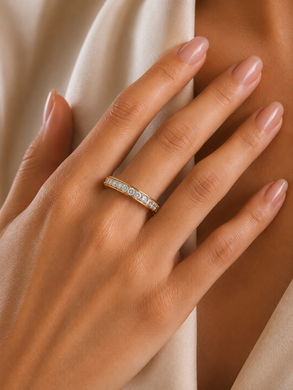 1.12 CT Minimalist Stackable Band Ring Elegant Everyday Jewelry With Round Labgrown Diamond - HIGHCARAT DIAMONDS