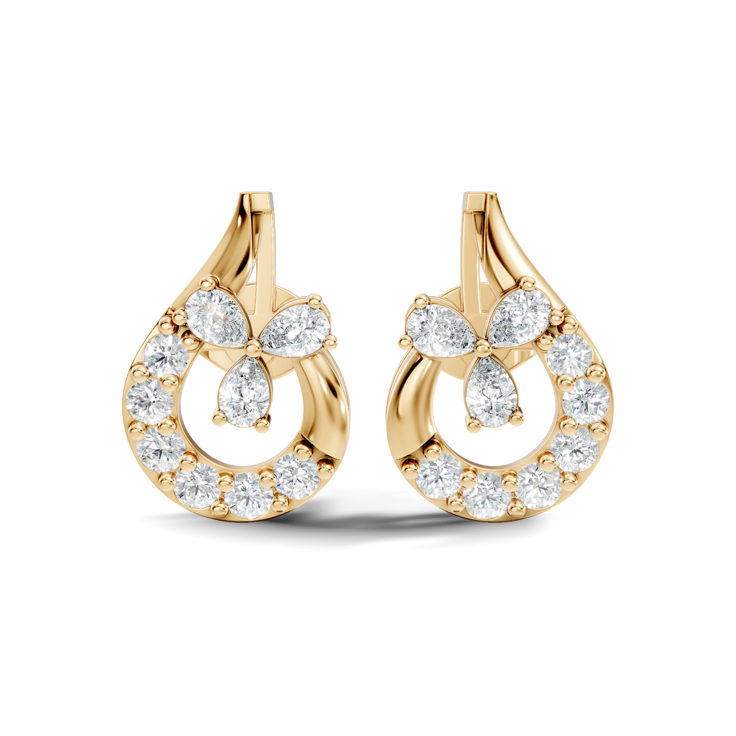 1.13 Ct Round And Pear Shape Lab Grown 7 Natural Diamond Ethically Unique Shape Earrings For Girl - HIGHCARAT DIAMONDS