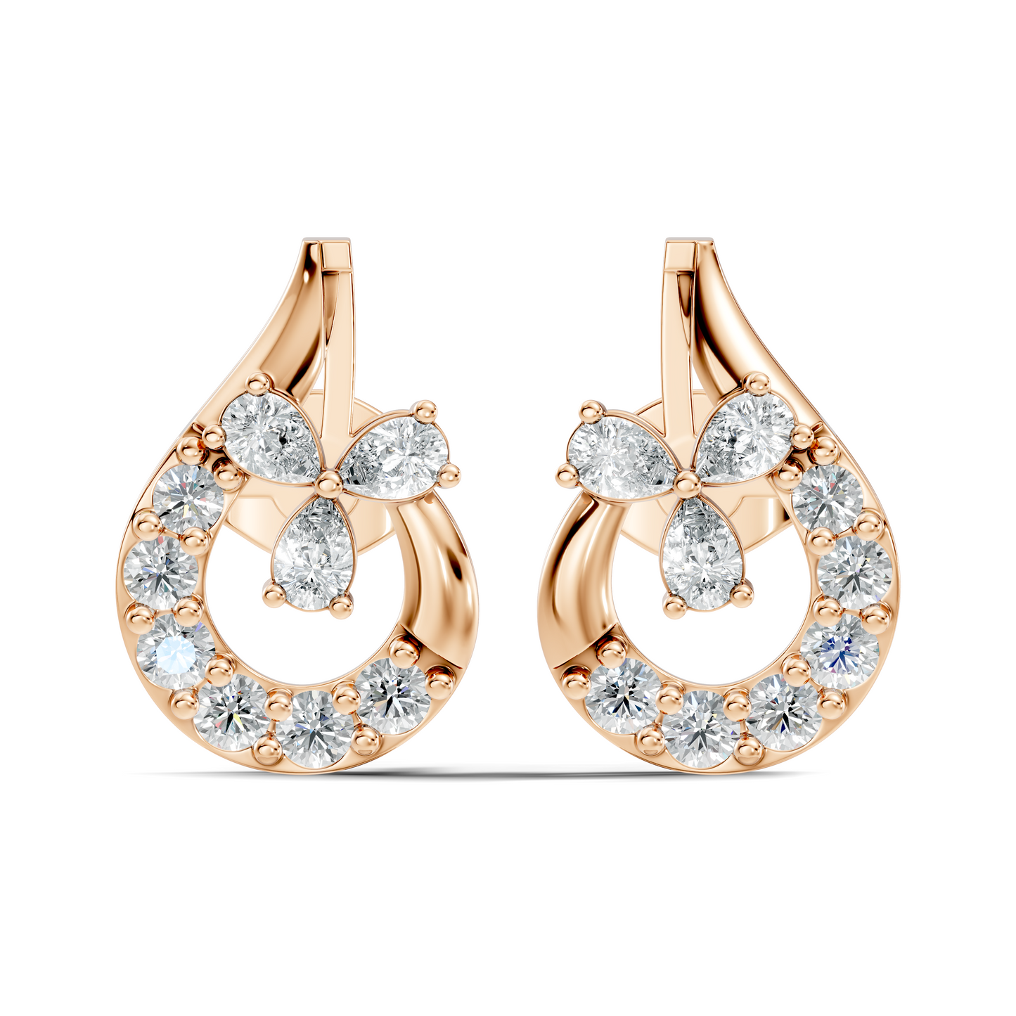 1.13 Ct Round And Pear Shape Lab Grown 7 Natural Diamond Ethically Unique Shape Earrings For Girl - HIGHCARAT DIAMONDS