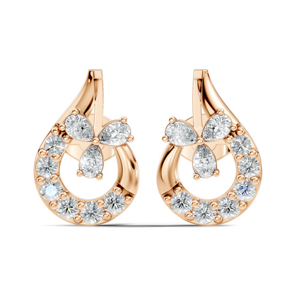 1.13 Ct Round And Pear Shape Lab Grown 7 Natural Diamond Ethically Unique Shape Earrings For Girl - HIGHCARAT DIAMONDS