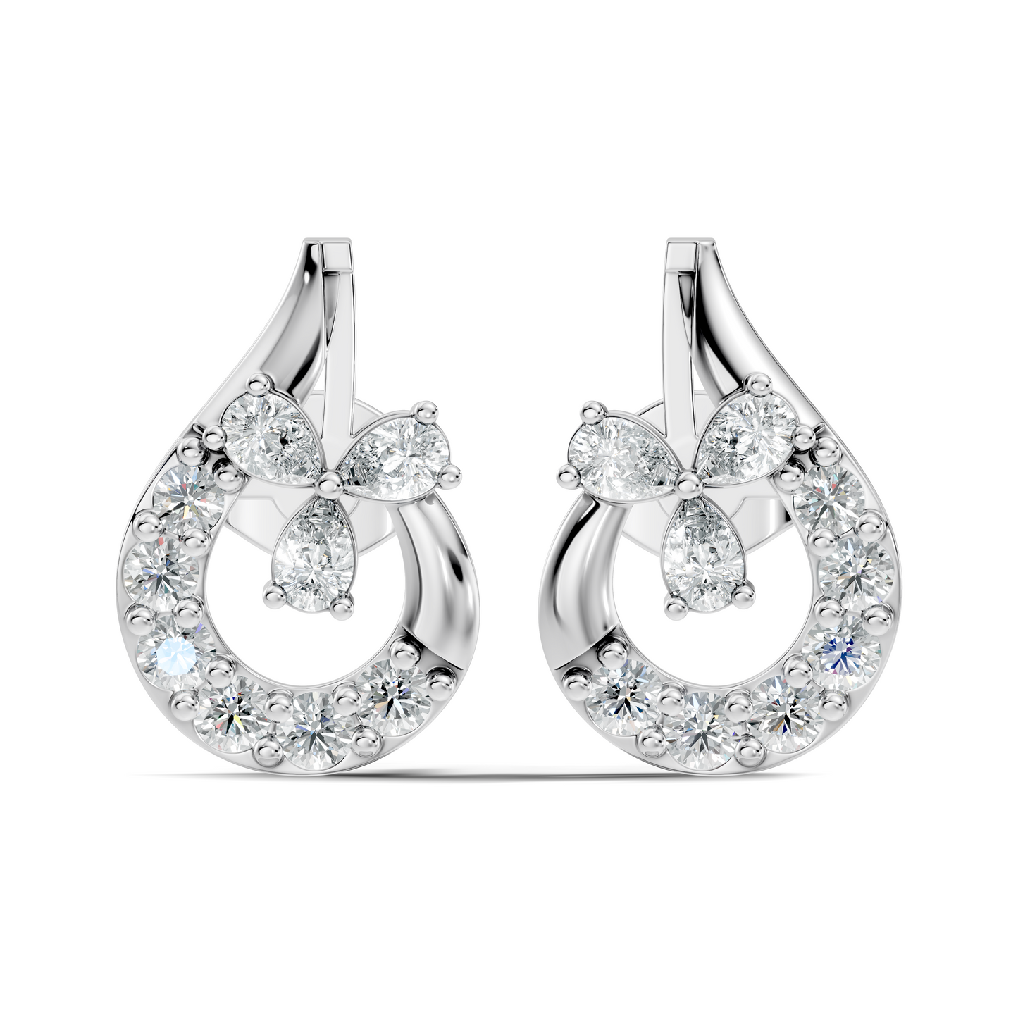 1.13 Ct Round And Pear Shape Lab Grown 7 Natural Diamond Ethically Unique Shape Earrings For Girl - HIGHCARAT DIAMONDS
