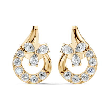 1.13 Ct Round And Pear Shape Lab Grown 7 Natural Diamond Ethically Unique Shape Earrings For Girl - HIGHCARAT DIAMONDS