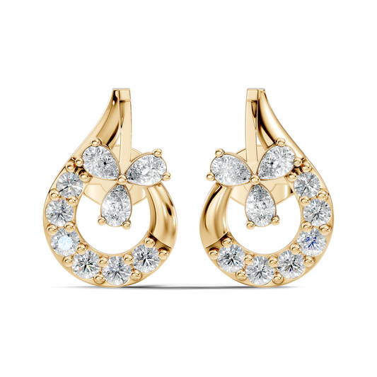 1.13 Ct Round And Pear Shape Lab Grown 7 Natural Diamond Ethically Unique Shape Earrings For Girl - HIGHCARAT DIAMONDS