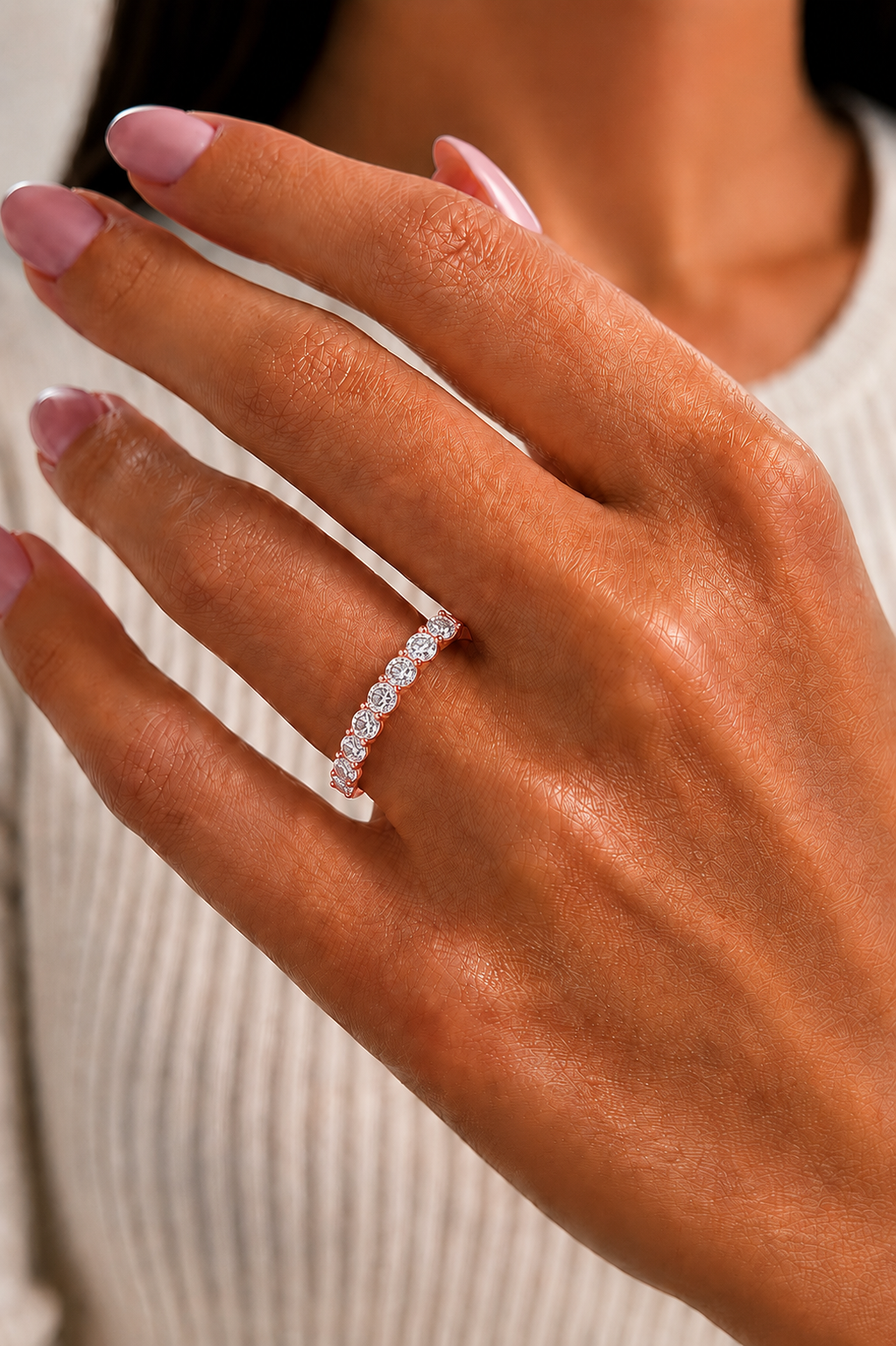 1.13 CT Labgrown Diamond Half Eternity Band Round Shaped for Special one - HIGHCARAT DIAMONDS