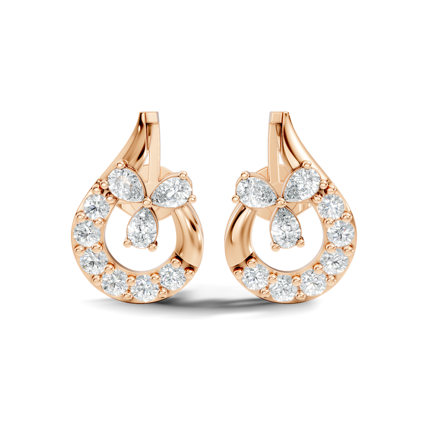 1.13 Ct Round And Pear Shape Lab Grown 7 Natural Diamond Ethically Unique Shape Earrings For Girl - HIGHCARAT DIAMONDS
