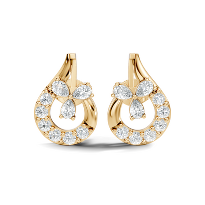 1.13 Ct Round And Pear Shape Lab Grown 7 Natural Diamond Ethically Unique Shape Earrings For Girl - HIGHCARAT DIAMONDS
