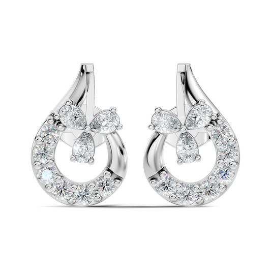1.13 Ct Round And Pear Shape Lab Grown 7 Natural Diamond Ethically Unique Shape Earrings For Girl - HIGHCARAT DIAMONDS