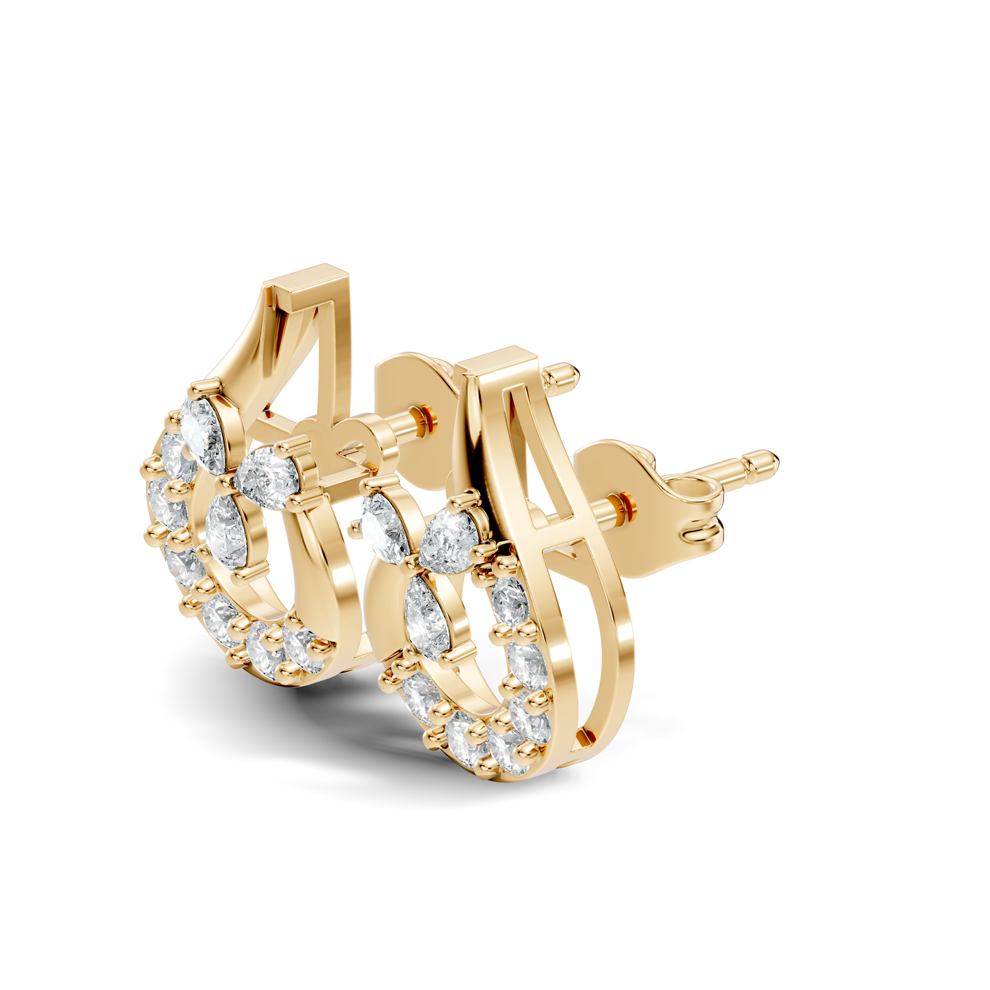 1.13 Ct Round And Pear Shape Lab Grown 7 Natural Diamond Ethically Unique Shape Earrings For Girl - HIGHCARAT DIAMONDS