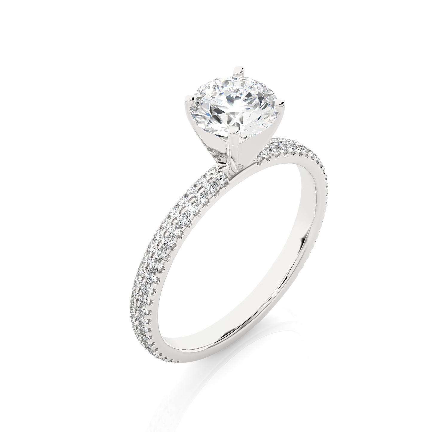 1.14 Carat Round Cut Diamond, Minimalist Solitaire Pav & Side Stones Ring For you In Every Occasion - HIGHCARAT DIAMONDS