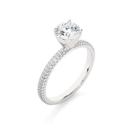 1.14 Carat Round Cut Diamond, Minimalist Solitaire Pav & Side Stones Ring For you In Every Occasion - HIGHCARAT DIAMONDS