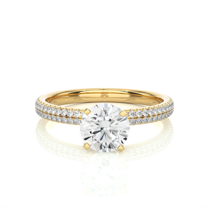 1.14 Carat Round Cut Diamond, Minimalist Solitaire Pav & Side Stones Ring For you In Every Occasion - HIGHCARAT DIAMONDS