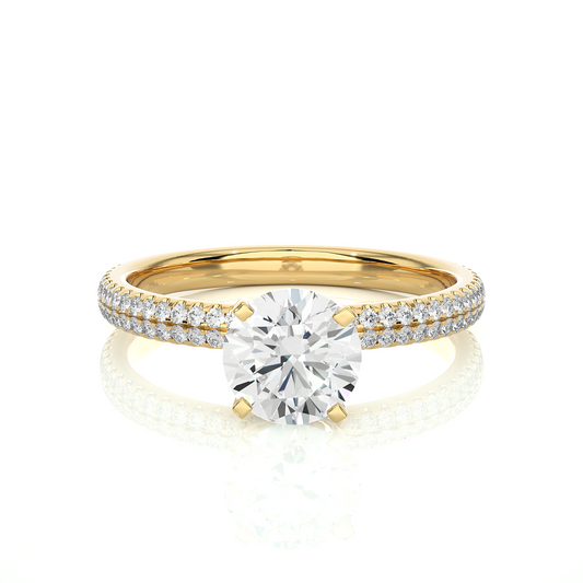 1.14 Carat Round Cut Diamond, Minimalist Solitaire Pav & Side Stones Ring For you In Every Occasion - HIGHCARAT DIAMONDS