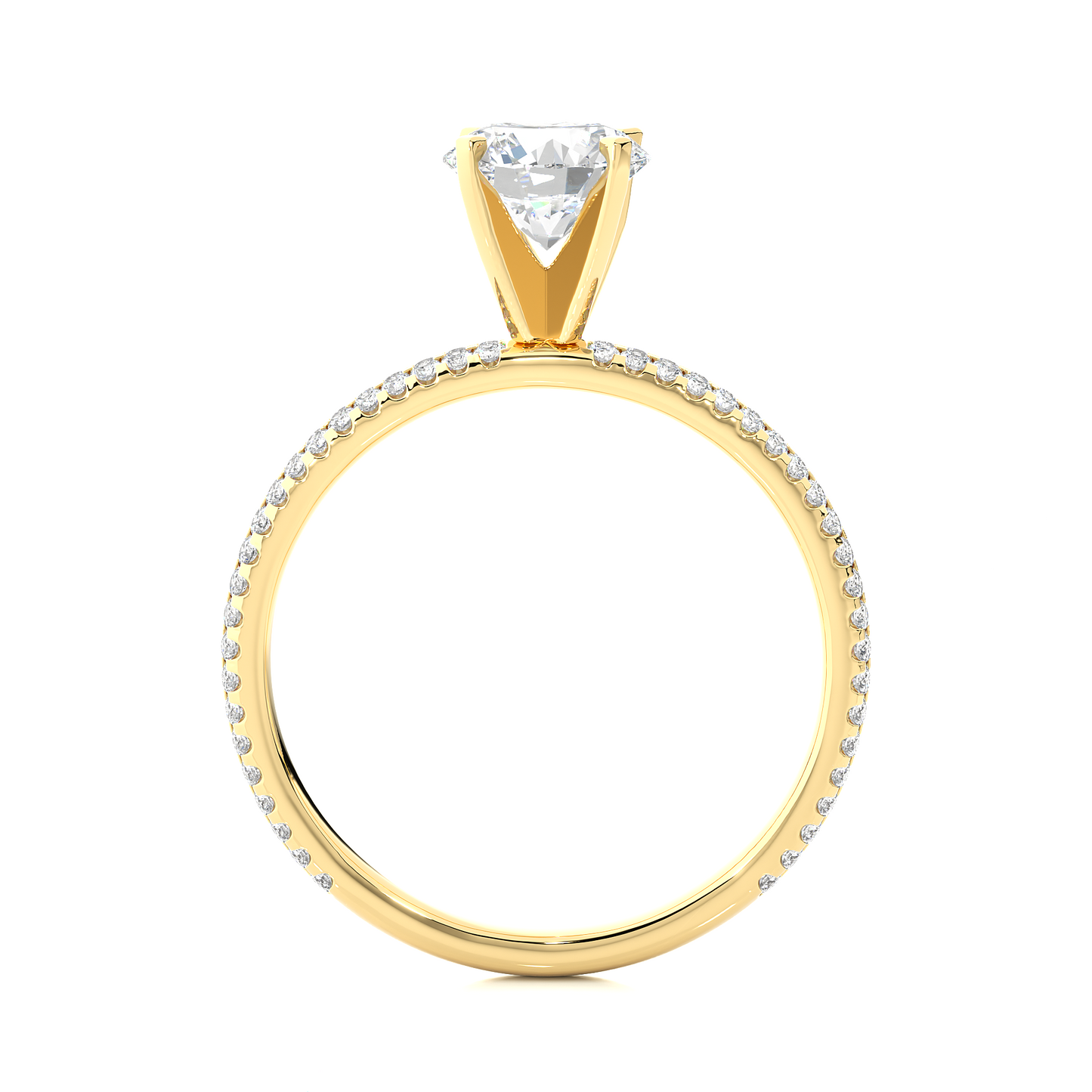 1.14 Carat Round Cut Diamond, Minimalist Solitaire Pav & Side Stones Ring For you In Every Occasion - HIGHCARAT DIAMONDS