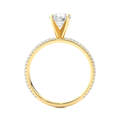 1.14 Carat Round Cut Diamond, Minimalist Solitaire Pav & Side Stones Ring For you In Every Occasion - HIGHCARAT DIAMONDS