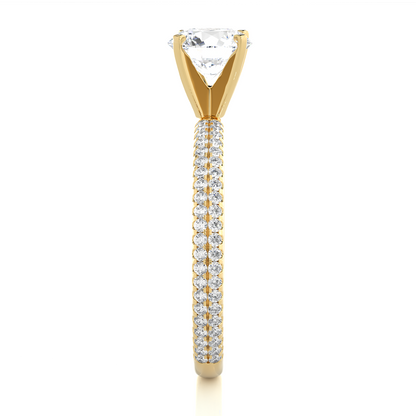 1.14 Carat Round Cut Diamond, Minimalist Solitaire Pav & Side Stones Ring For you In Every Occasion - HIGHCARAT DIAMONDS