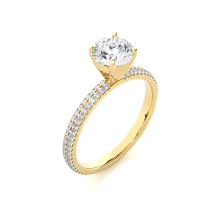 1.14 Carat Round Cut Diamond, Minimalist Solitaire Pav & Side Stones Ring For you In Every Occasion - HIGHCARAT DIAMONDS