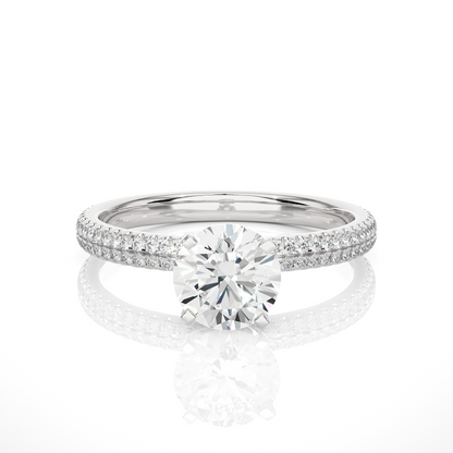 1.14 Carat Round Cut Diamond, Minimalist Solitaire Pav & Side Stones Ring For you In Every Occasion - HIGHCARAT DIAMONDS