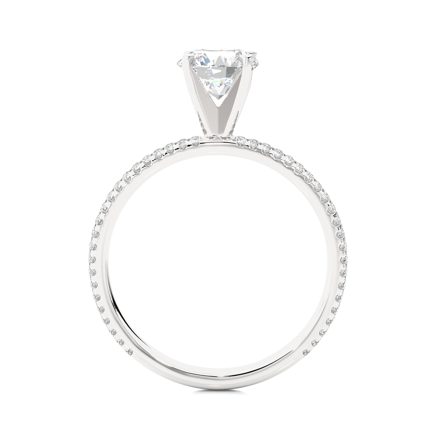 1.14 Carat Round Cut Diamond, Minimalist Solitaire Pav & Side Stones Ring For you In Every Occasion - HIGHCARAT DIAMONDS
