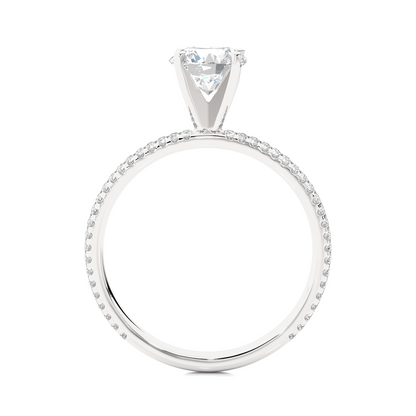 1.14 Carat Round Cut Diamond, Minimalist Solitaire Pav & Side Stones Ring For you In Every Occasion - HIGHCARAT DIAMONDS