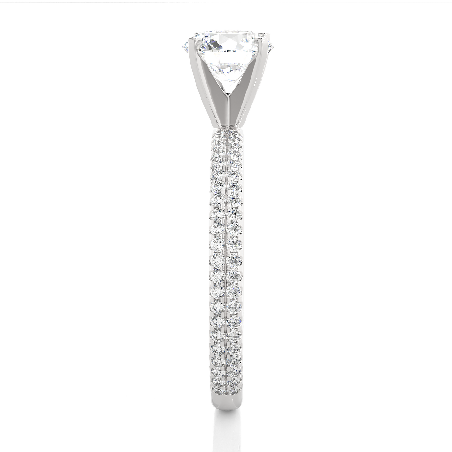 1.14 Carat Round Cut Diamond, Minimalist Solitaire Pav & Side Stones Ring For you In Every Occasion - HIGHCARAT DIAMONDS