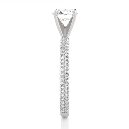 1.14 Carat Round Cut Diamond, Minimalist Solitaire Pav & Side Stones Ring For you In Every Occasion - HIGHCARAT DIAMONDS