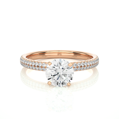 1.14 Carat Round Cut Diamond, Minimalist Solitaire Pav & Side Stones Ring For you In Every Occasion - HIGHCARAT DIAMONDS