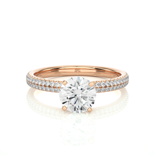 1.14 Carat Round Cut Diamond, Minimalist Solitaire Pav & Side Stones Ring For you In Every Occasion - HIGHCARAT DIAMONDS