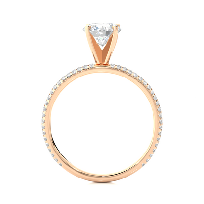 1.14 Carat Round Cut Diamond, Minimalist Solitaire Pav & Side Stones Ring For you In Every Occasion - HIGHCARAT DIAMONDS