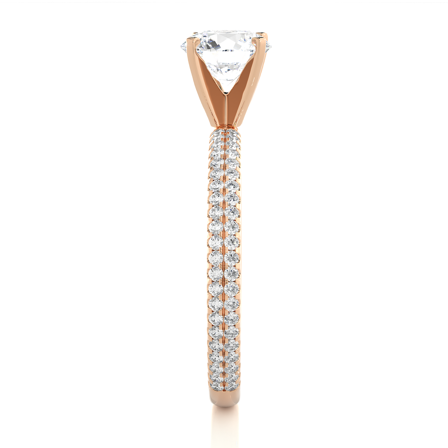 1.14 Carat Round Cut Diamond, Minimalist Solitaire Pav & Side Stones Ring For you In Every Occasion - HIGHCARAT DIAMONDS