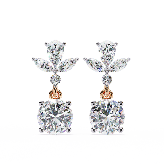 1.17Ct Round, Marquise And Pear Cut Diamond Delicate Stunning Dainty Statement Drop Bridesmaid Earring Gift For Women's - HIGHCARAT DIAMONDS