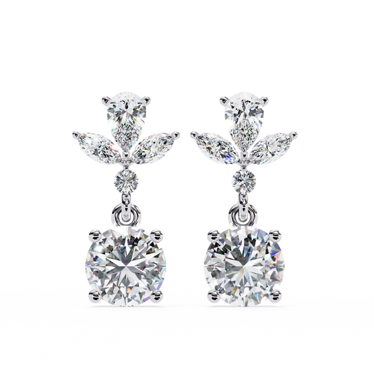 1.17Ct Round, Marquise And Pear Cut Diamond Delicate Stunning Dainty Statement Drop Bridesmaid Earring Gift For Women's - HIGHCARAT DIAMONDS