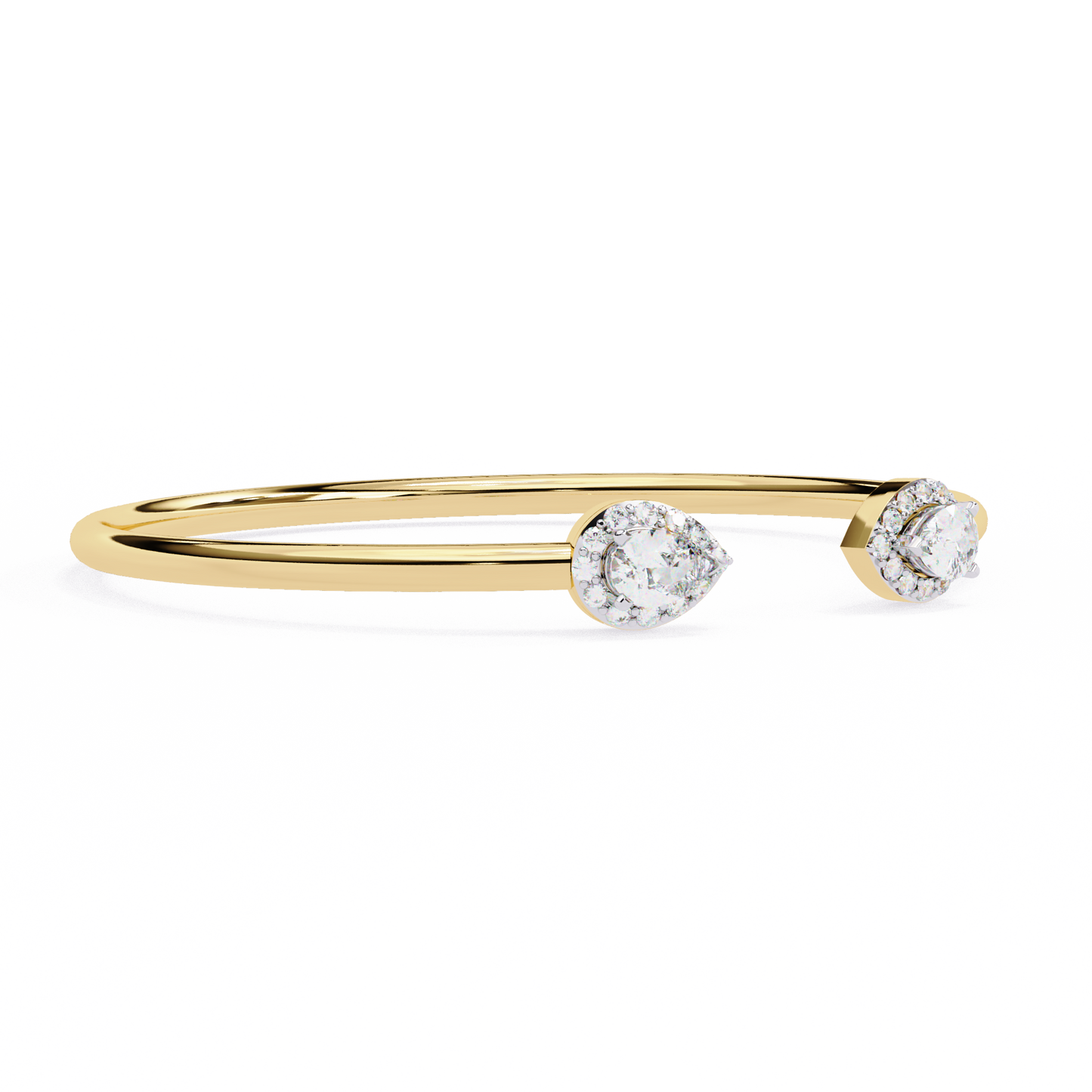 1.17Ct Pear And Round Cut High Quality Diamond Dainty Halo Style Open Party Wear Bangle For Her