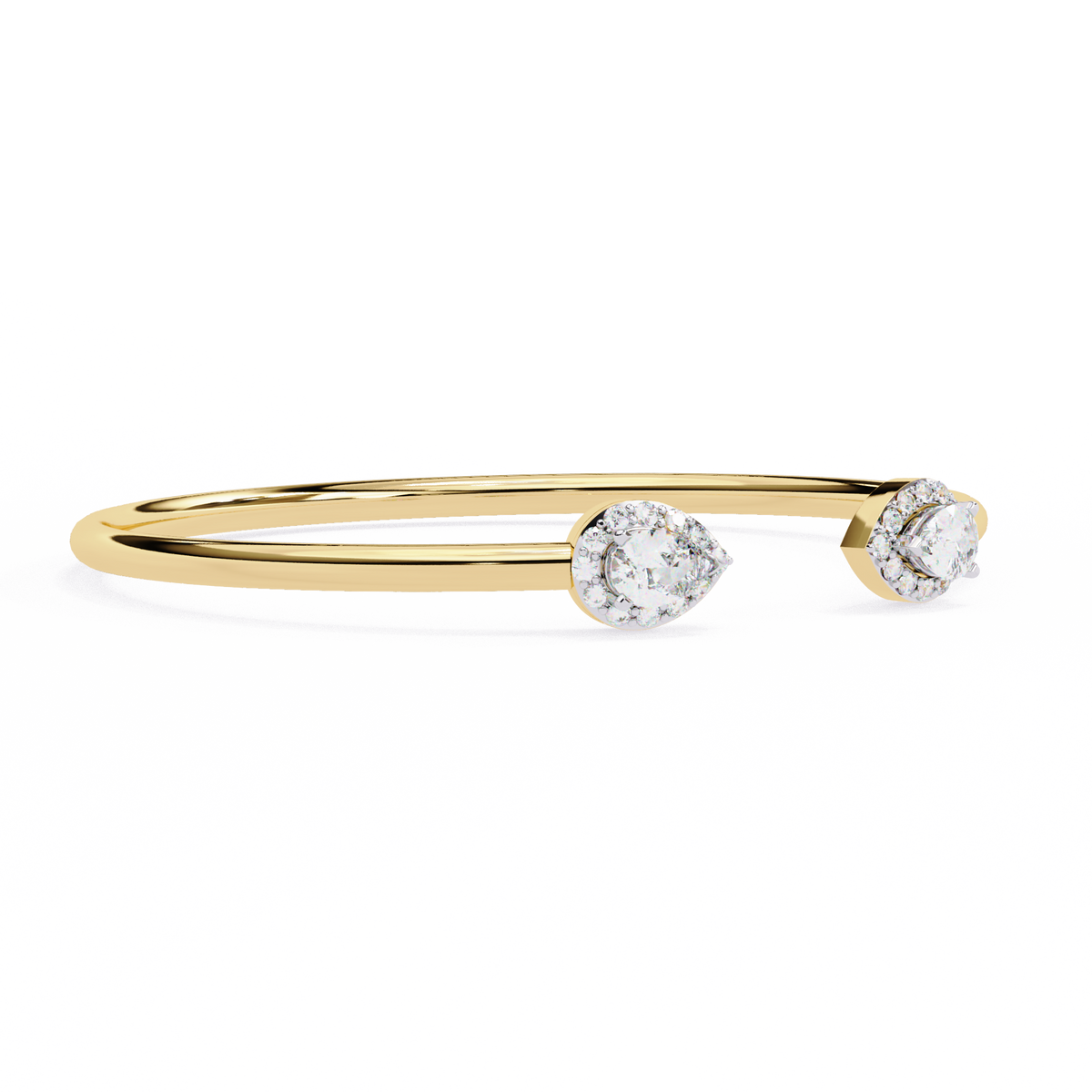 1.17Ct Pear And Round Cut High Quality Diamond Dainty Halo Style Open Party Wear Bangle For Her - HIGHCARAT DIAMONDS