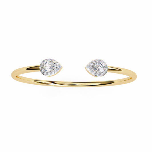 1.17Ct Pear And Round Cut High Quality Diamond Dainty Halo Style Open Party Wear Bangle For Her - HIGHCARAT DIAMONDS