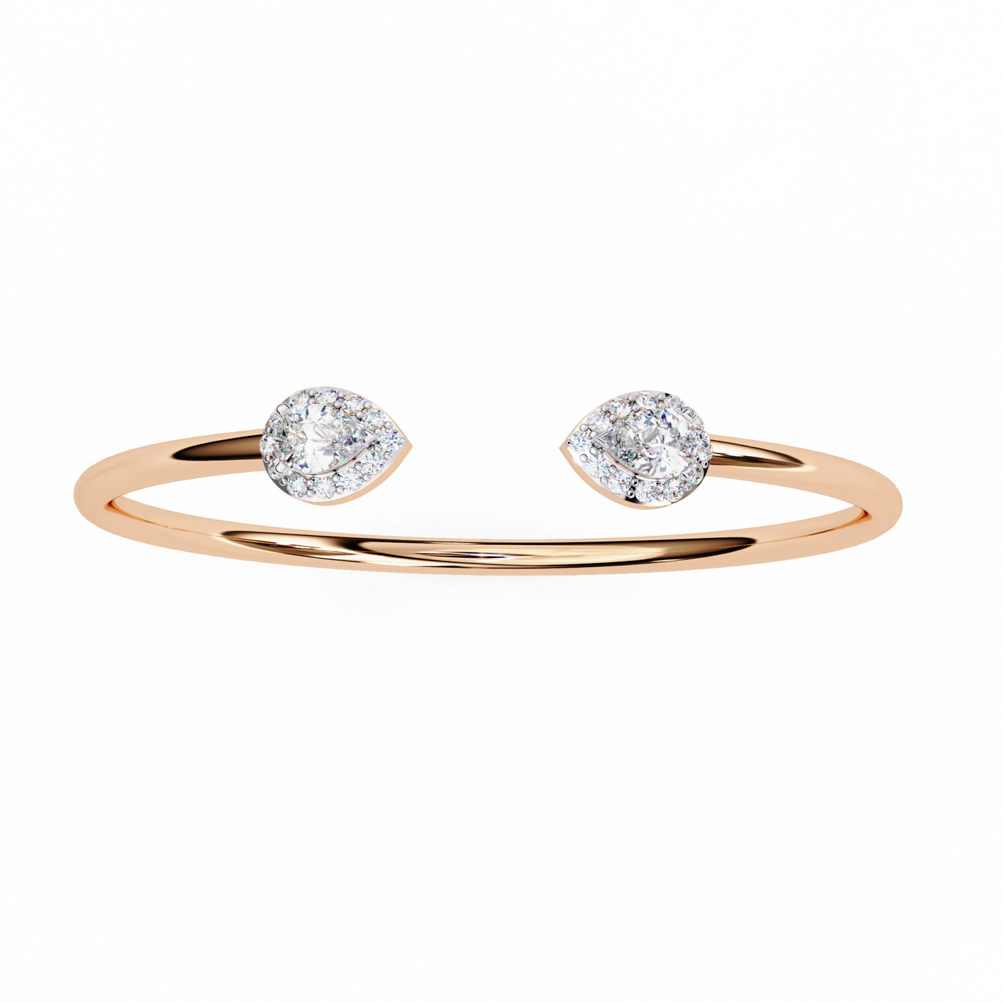 1.17Ct Pear And Round Cut High Quality Diamond Dainty Halo Style Open Party Wear Bangle For Her