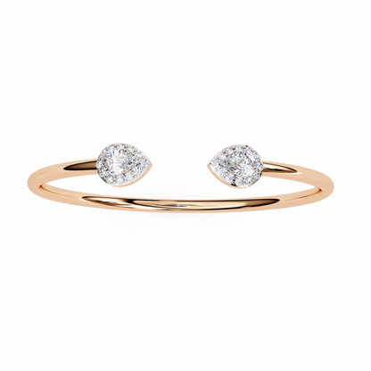 1.17Ct Pear And Round Cut High Quality Diamond Dainty Halo Style Open Party Wear Bangle For Her
