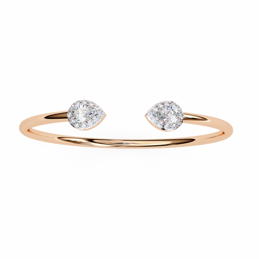 1.17Ct Pear And Round Cut High Quality Diamond Dainty Halo Style Open Party Wear Bangle For Her - HIGHCARAT DIAMONDS