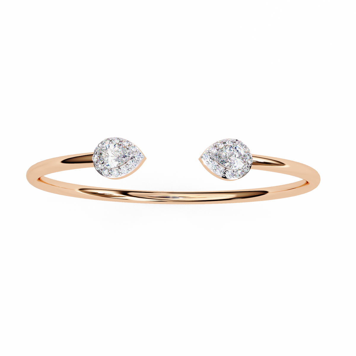 1.17Ct Pear And Round Cut High Quality Diamond Dainty Halo Style Open Party Wear Bangle For Her - HIGHCARAT DIAMONDS