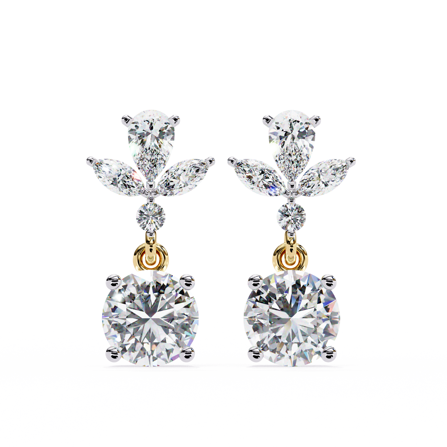 1.17Ct Round, Marquise And Pear Cut Diamond Delicate Stunning Dainty Statement Drop Bridesmaid Earring Gift For Women's - HIGHCARAT DIAMONDS