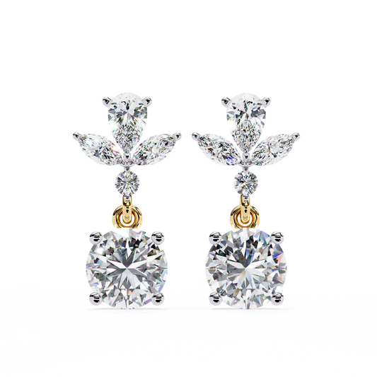 1.17Ct Round, Marquise And Pear Cut Diamond Delicate Stunning Dainty Statement Drop Bridesmaid Earring Gift For Women's - HIGHCARAT DIAMONDS