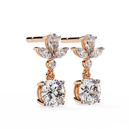 1.17Ct Round, Marquise And Pear Cut Diamond Delicate Stunning Dainty Statement Drop Bridesmaid Earring Gift For Women's - HIGHCARAT DIAMONDS