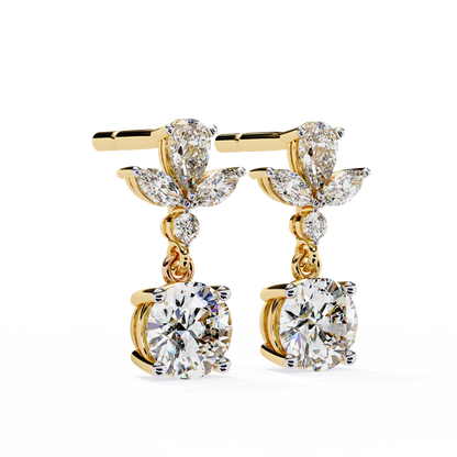 1.17Ct Round, Marquise And Pear Cut Diamond Delicate Stunning Dainty Statement Drop Bridesmaid Earring Gift For Women's - HIGHCARAT DIAMONDS