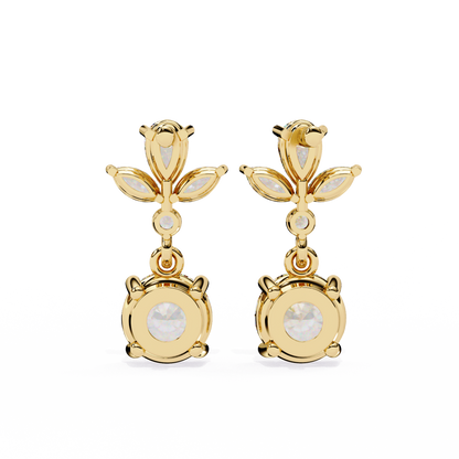 1.17Ct Round, Marquise And Pear Cut Diamond Delicate Stunning Dainty Statement Drop Bridesmaid Earring Gift For Women's - HIGHCARAT DIAMONDS