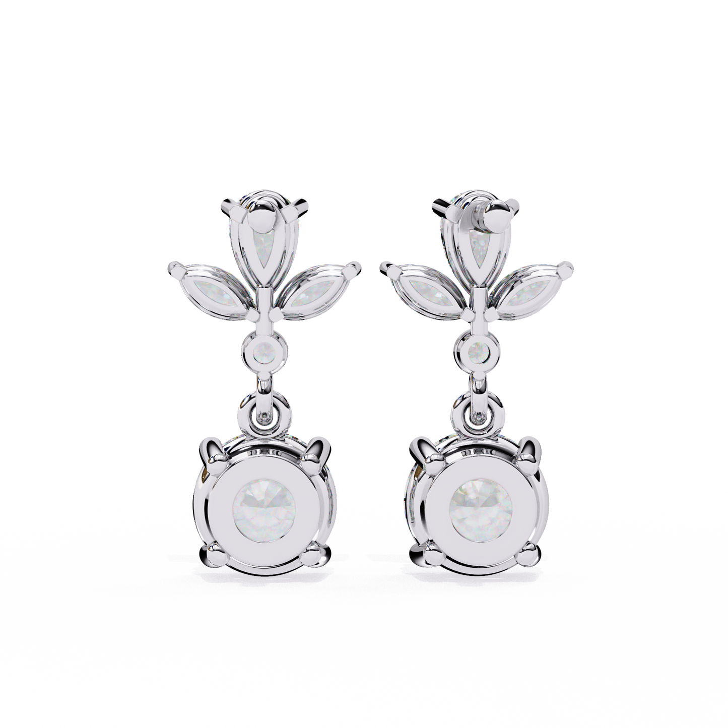 1.17Ct Round, Marquise And Pear Cut Diamond Delicate Stunning Dainty Statement Drop Bridesmaid Earring Gift For Women's - HIGHCARAT DIAMONDS