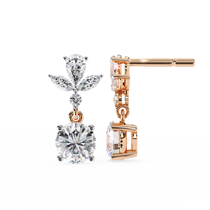 1.17Ct Round, Marquise And Pear Cut Diamond Delicate Stunning Dainty Statement Drop Bridesmaid Earring Gift For Women's - HIGHCARAT DIAMONDS