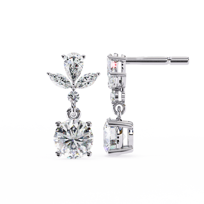1.17Ct Round, Marquise And Pear Cut Diamond Delicate Stunning Dainty Statement Drop Bridesmaid Earring Gift For Women's - HIGHCARAT DIAMONDS